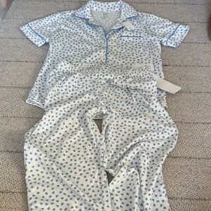 GAP Kids Pajama Set with Blue Heart Pattern size 6 NWT